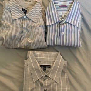 Lot Of 3 Small Men's Dress Shirts Button Down Long Sleeve Gap Bill Blass Small